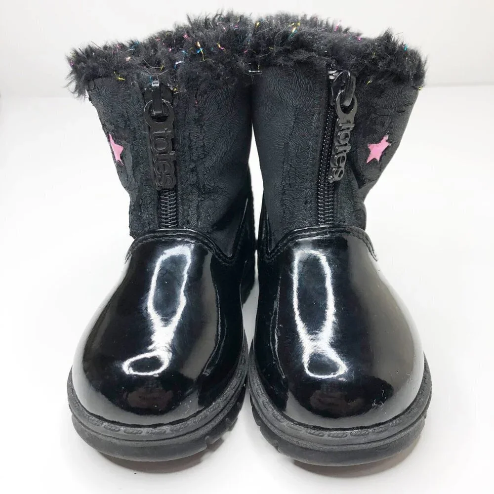Totes Black Tinsel Faux Fur Boots